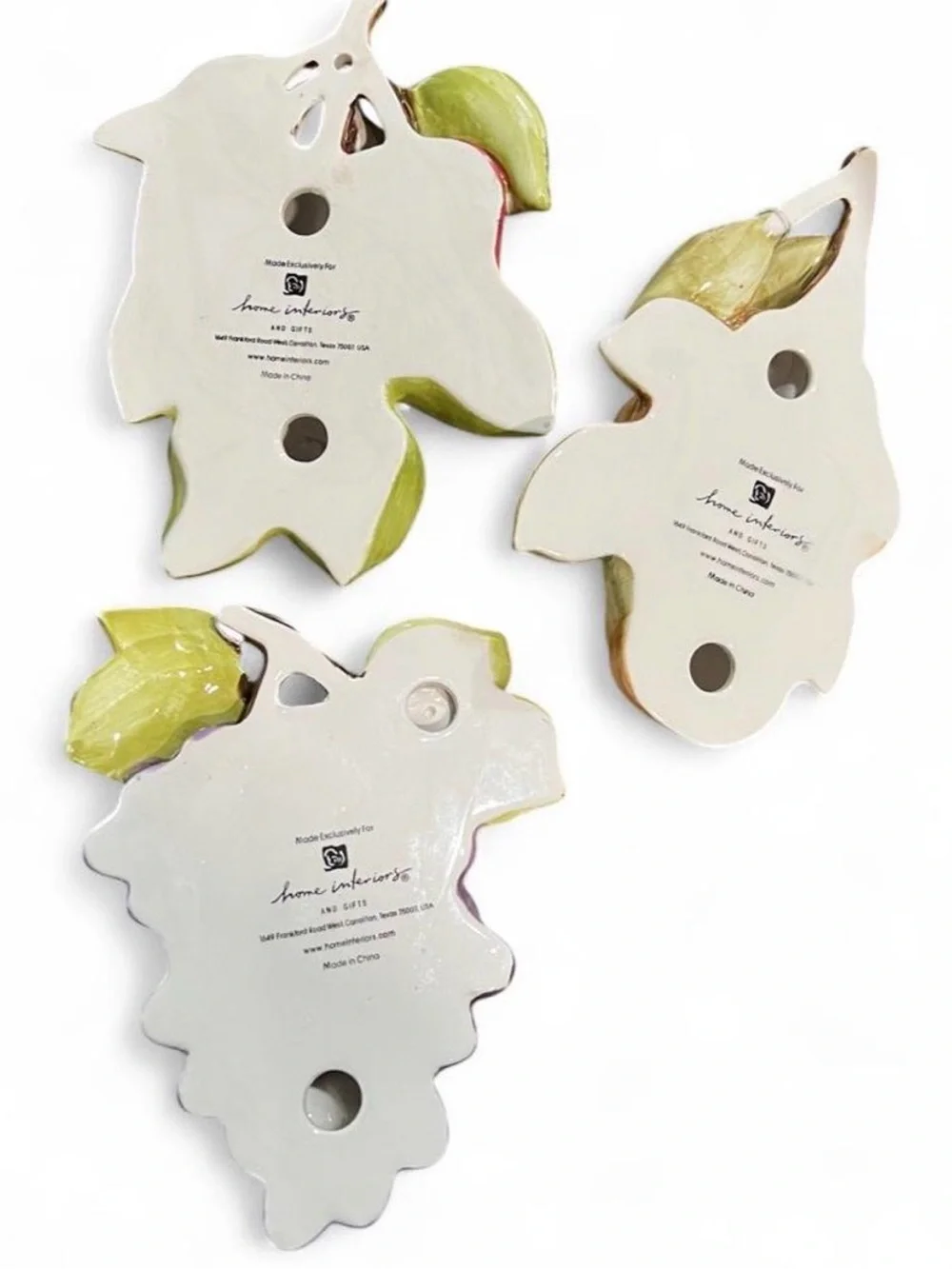 Home Interiors Ceramic Fruit Wall Trio - Red, Purple, Cream Fruits